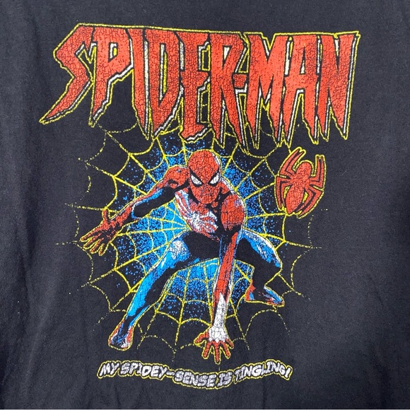SPIDER-MAN Retro Web Walk Men’s XL Graphic T-Shirt Short Sleeve • Black - Picture 4 of 6